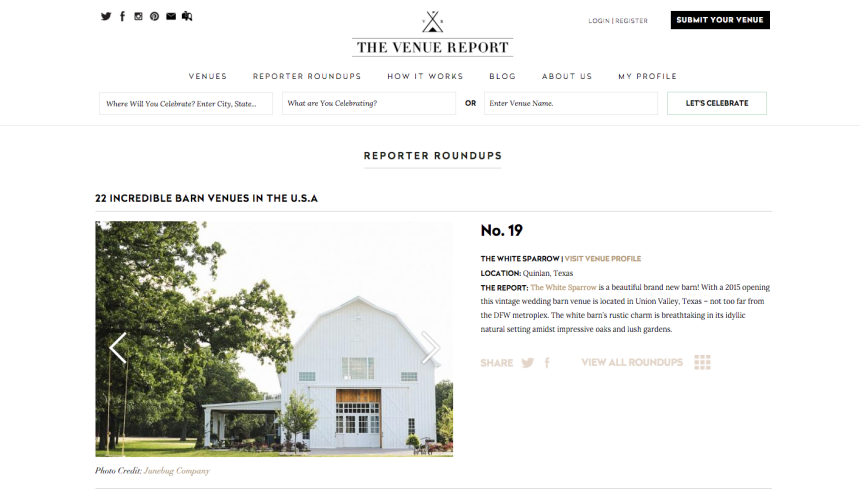 The Venue Report 22 Best Barn Venues in the U.S. WHITE SPARROW